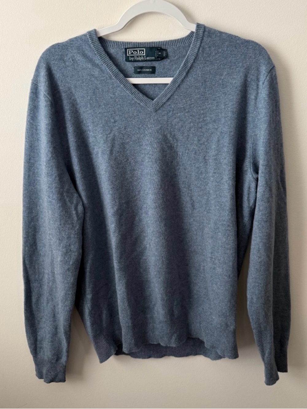 Polo Ralph Lauren 100% Cashmere Sweater V-Neck Pullover Mens L Preppy Old Money